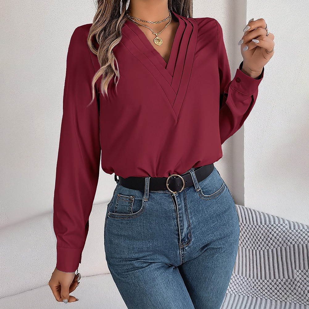 Chemise à Col Couché pour Femme Décontractée Légère Printemps soldes Eté Mode