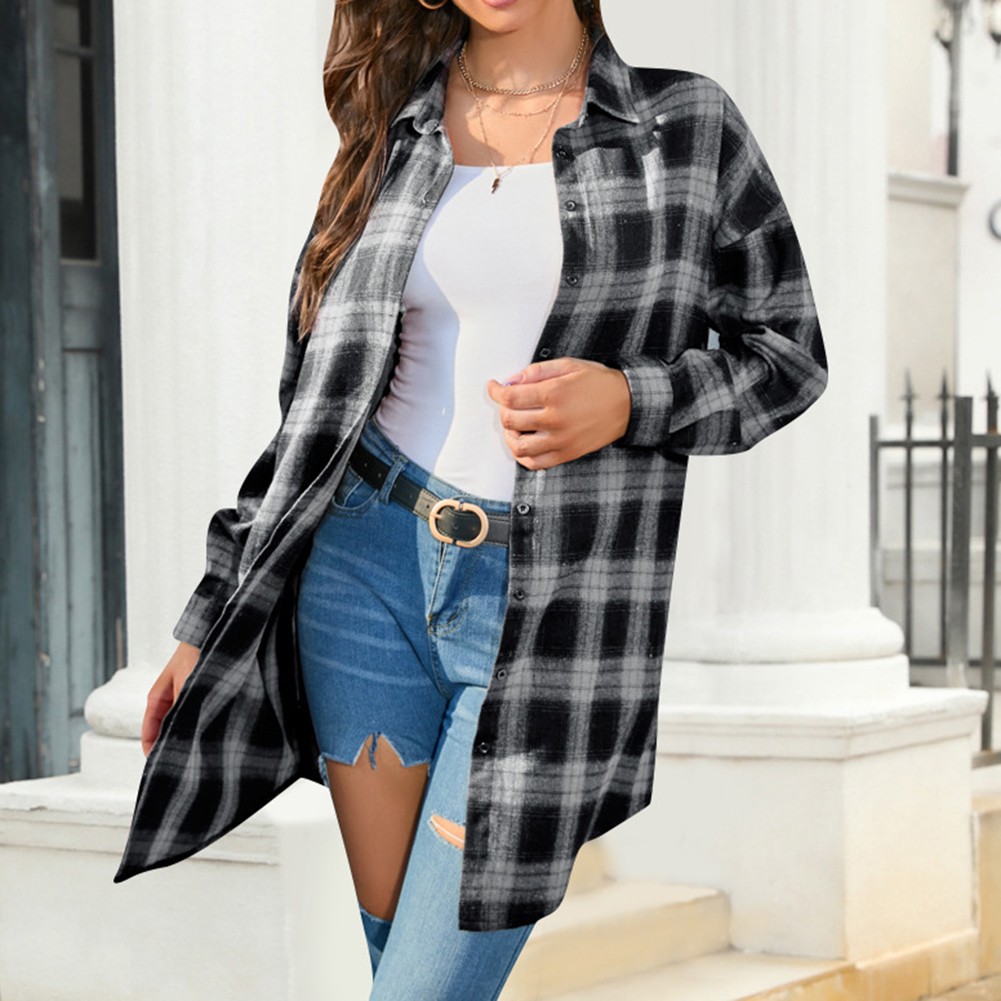 Vintage Plaid Shirt Jacket for Women Perfect for Shopping and Gatherings - Picture 47 of 96