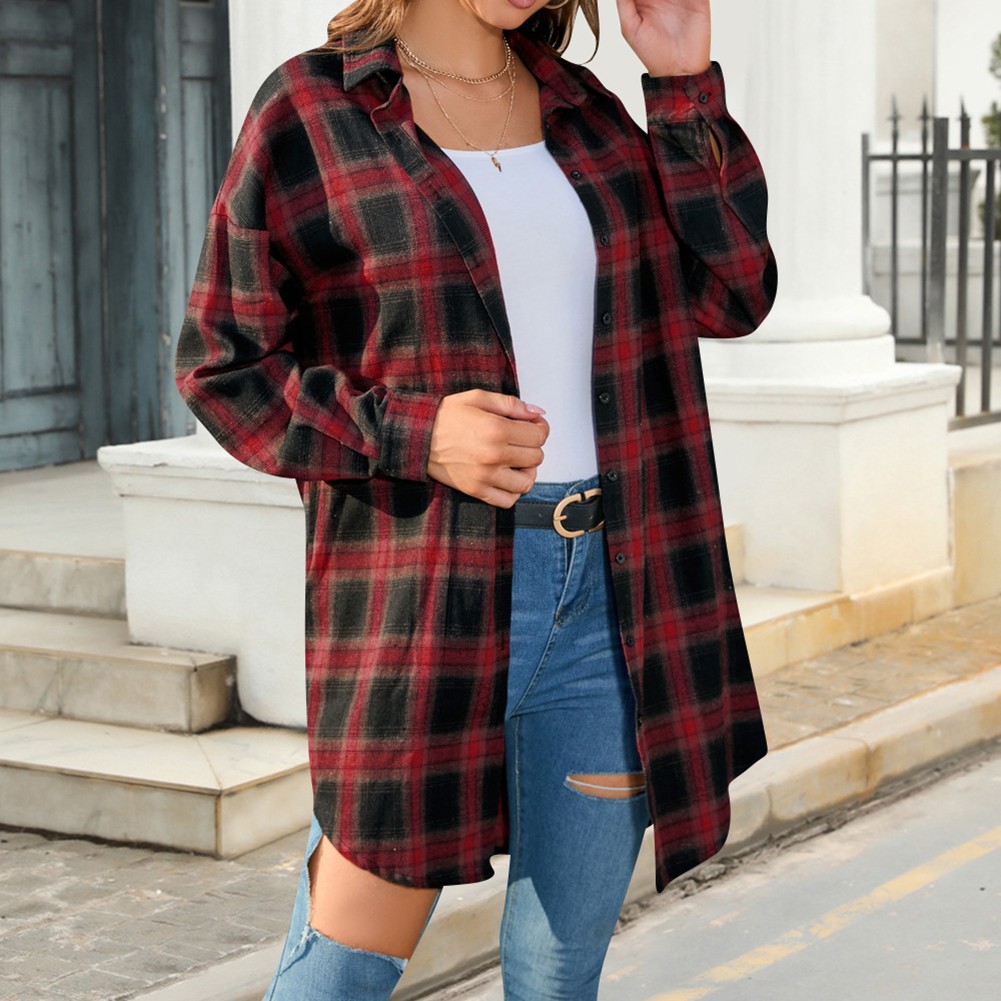 Vintage Plaid Shirt Jacket for Women Perfect for Shopping and Gatherings - Picture 64 of 96