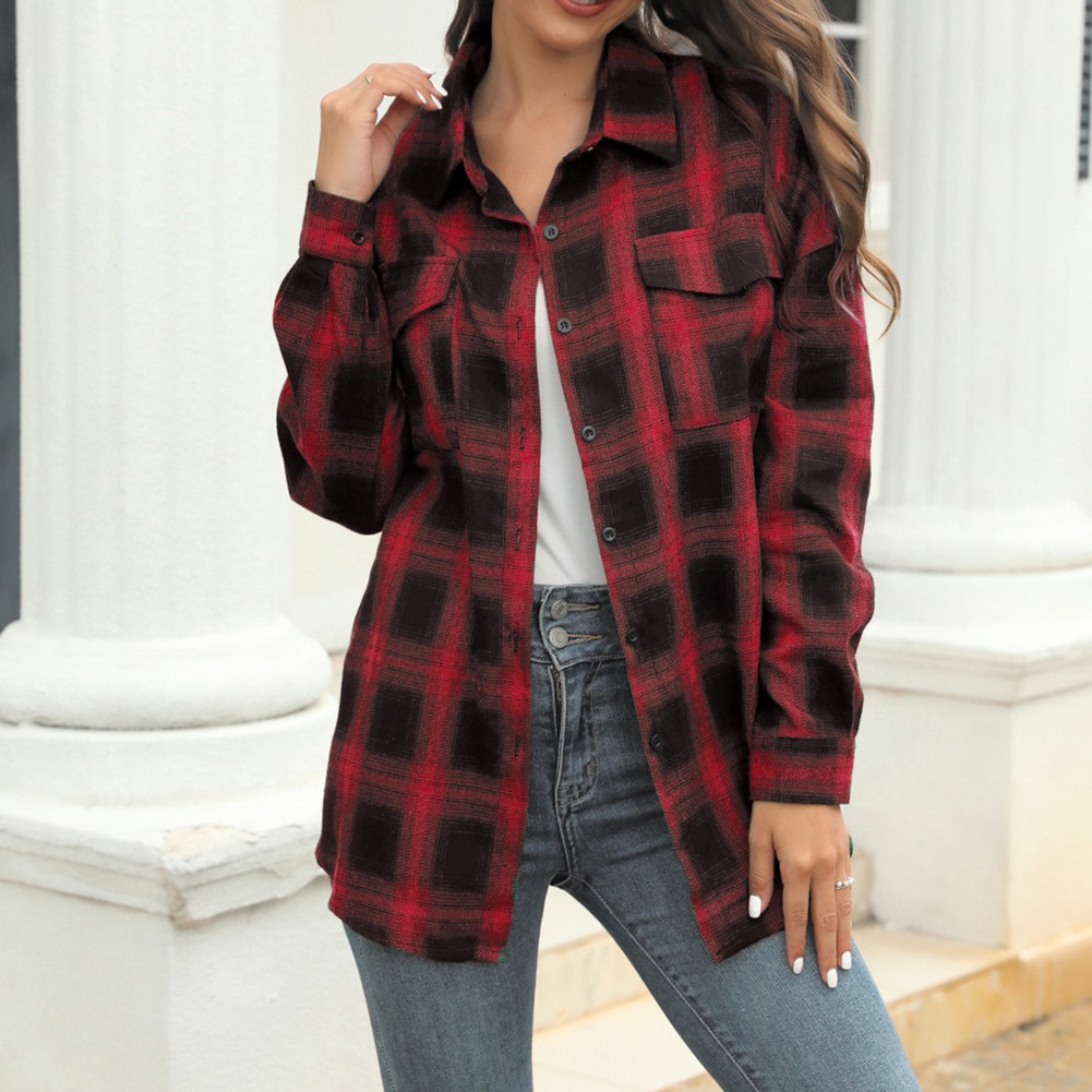 Longsleeve Plaid Shirt Jacket for Women Perfect for Everyday Activities - Picture 76 of 79