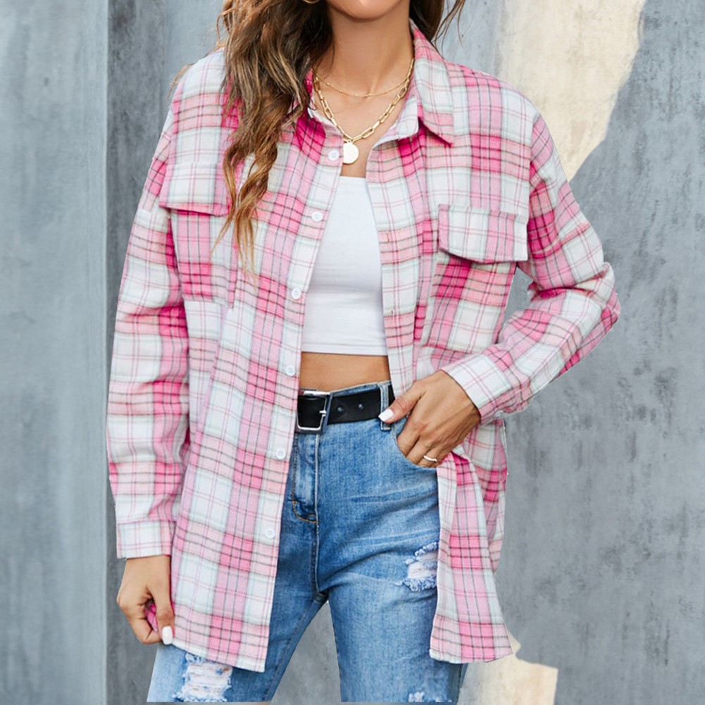Longsleeve Plaid Shirt Jacket for Women Perfect for Everyday Activities - Picture 34 of 79