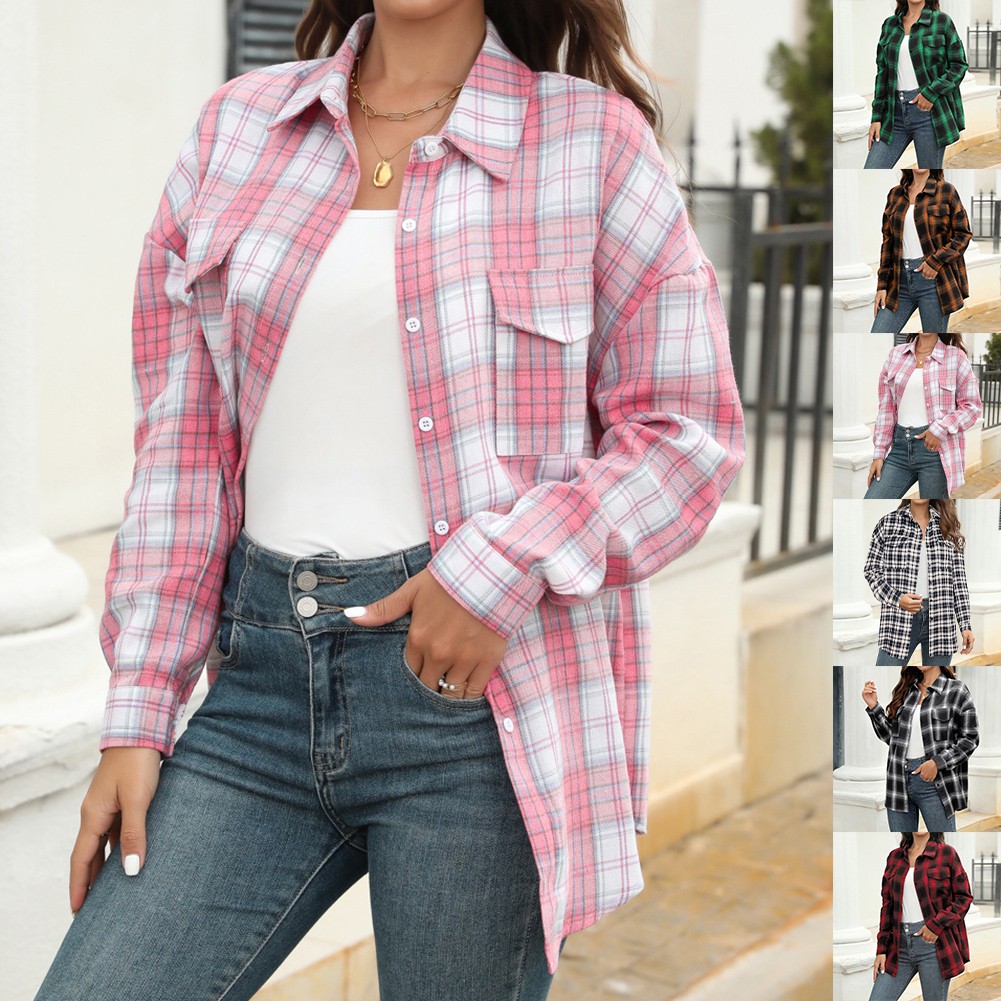 Longsleeve Plaid Shirt Jacket for Women Perfect for Everyday Activities - Picture 25 of 79