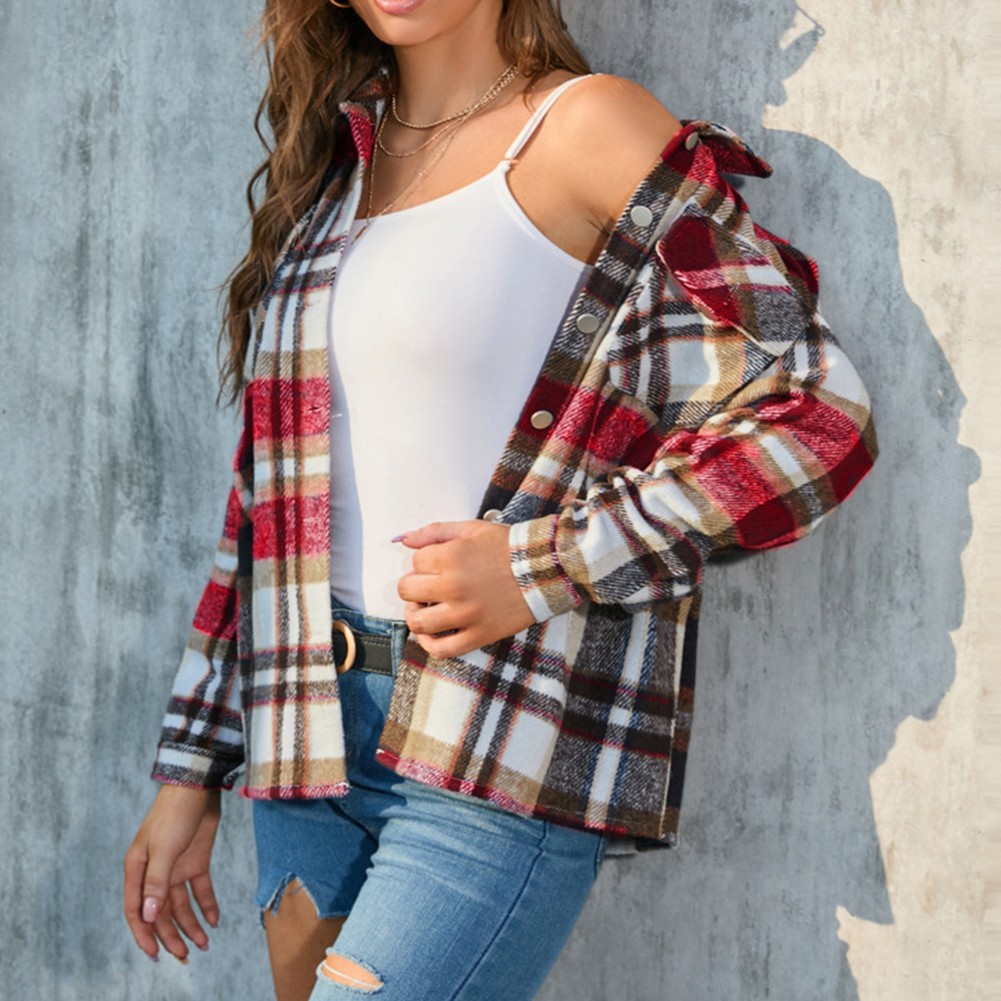 Modisches Langarm kariertes Hemd für Damen perfekt für Ausflüge und Shopping - Bild 63 von 95