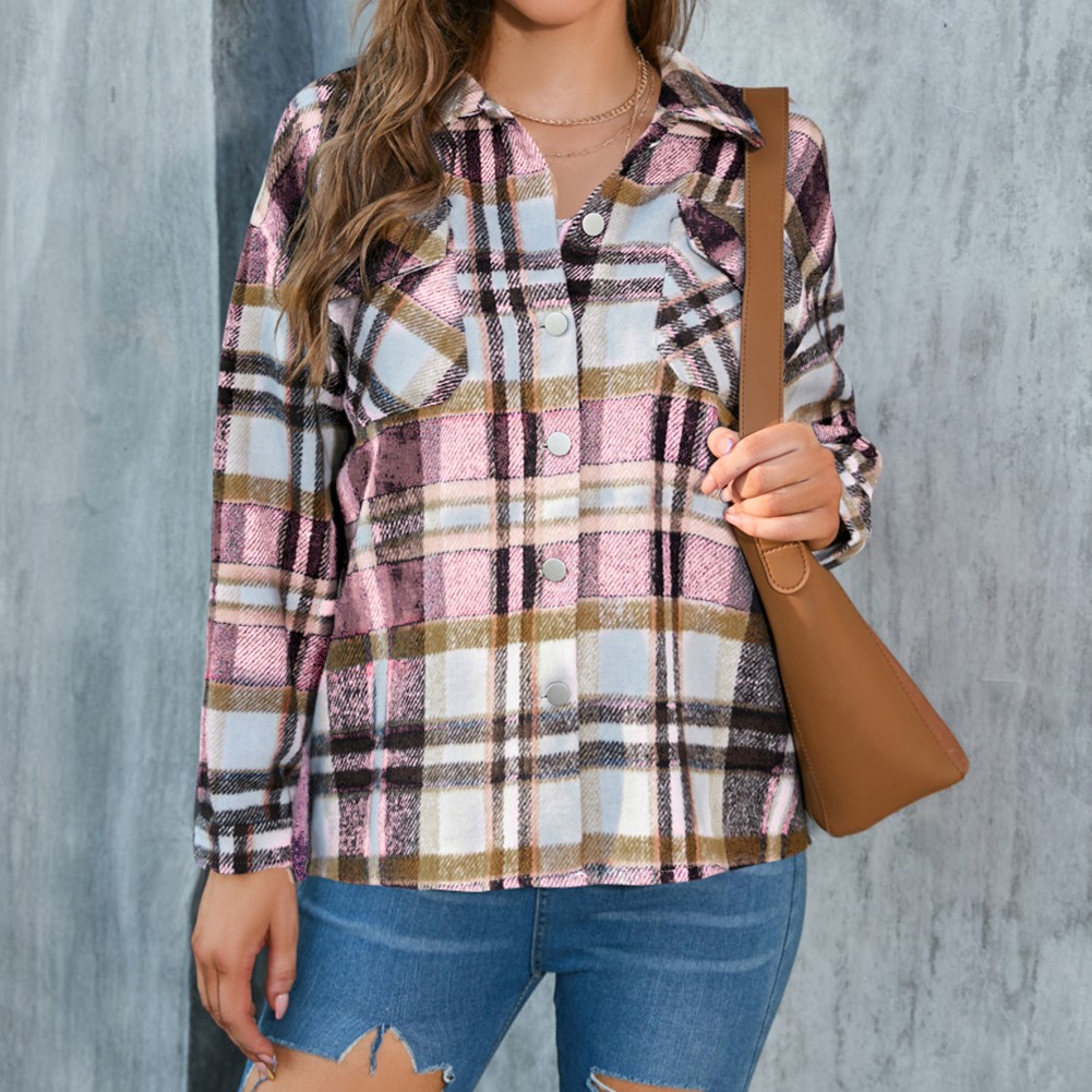 Modisches Langarm kariertes Hemd für Damen perfekt für Ausflüge und Shopping - Bild 57 von 95