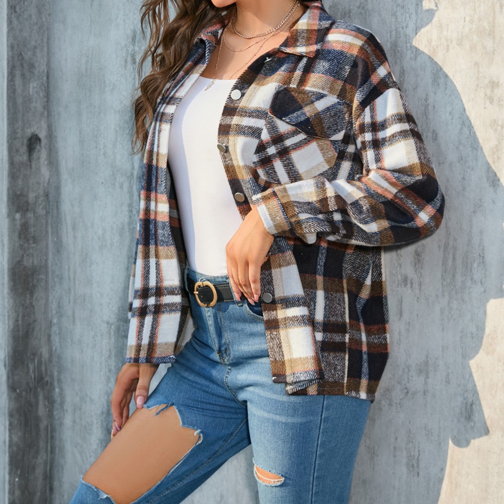 Modisches Langarm kariertes Hemd für Damen perfekt für Ausflüge und Shopping - Bild 43 von 95
