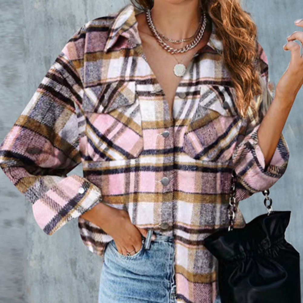 Modisches Langarm kariertes Hemd für Damen perfekt für Ausflüge und Shopping - Bild 45 von 95