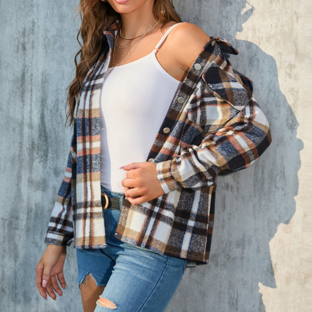 Modisches Langarm kariertes Hemd für Damen perfekt für Ausflüge und Shopping - Bild 31 von 95