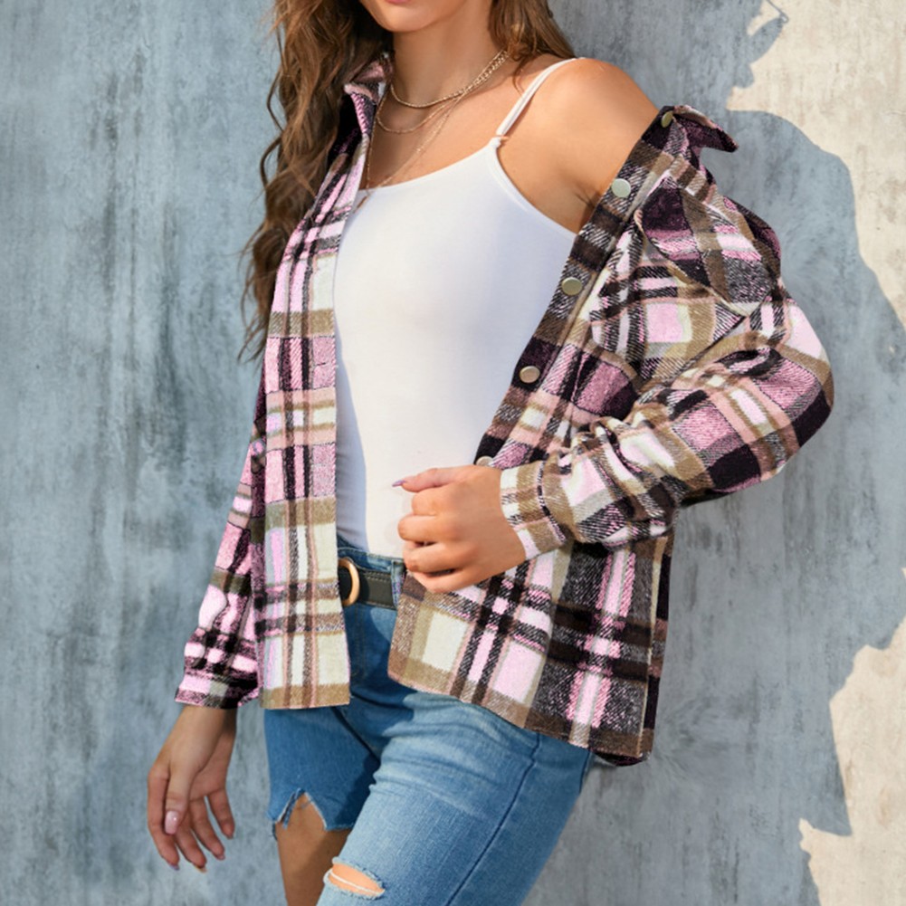 Modisches Langarm kariertes Hemd für Damen perfekt für Ausflüge und Shopping - Bild 33 von 95