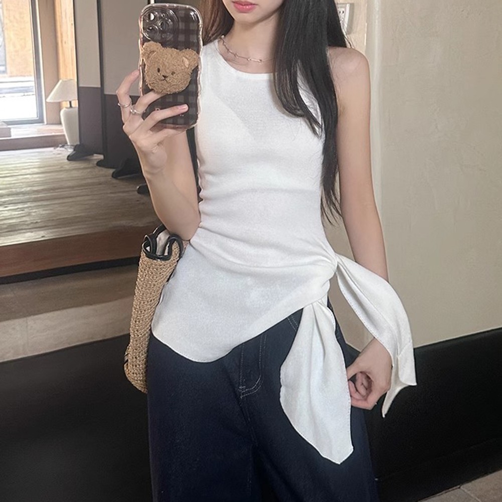 Comfortable Strappy Camisole for Women Retro Gyaru Knitted Fashion Top - Picture 19 of 26