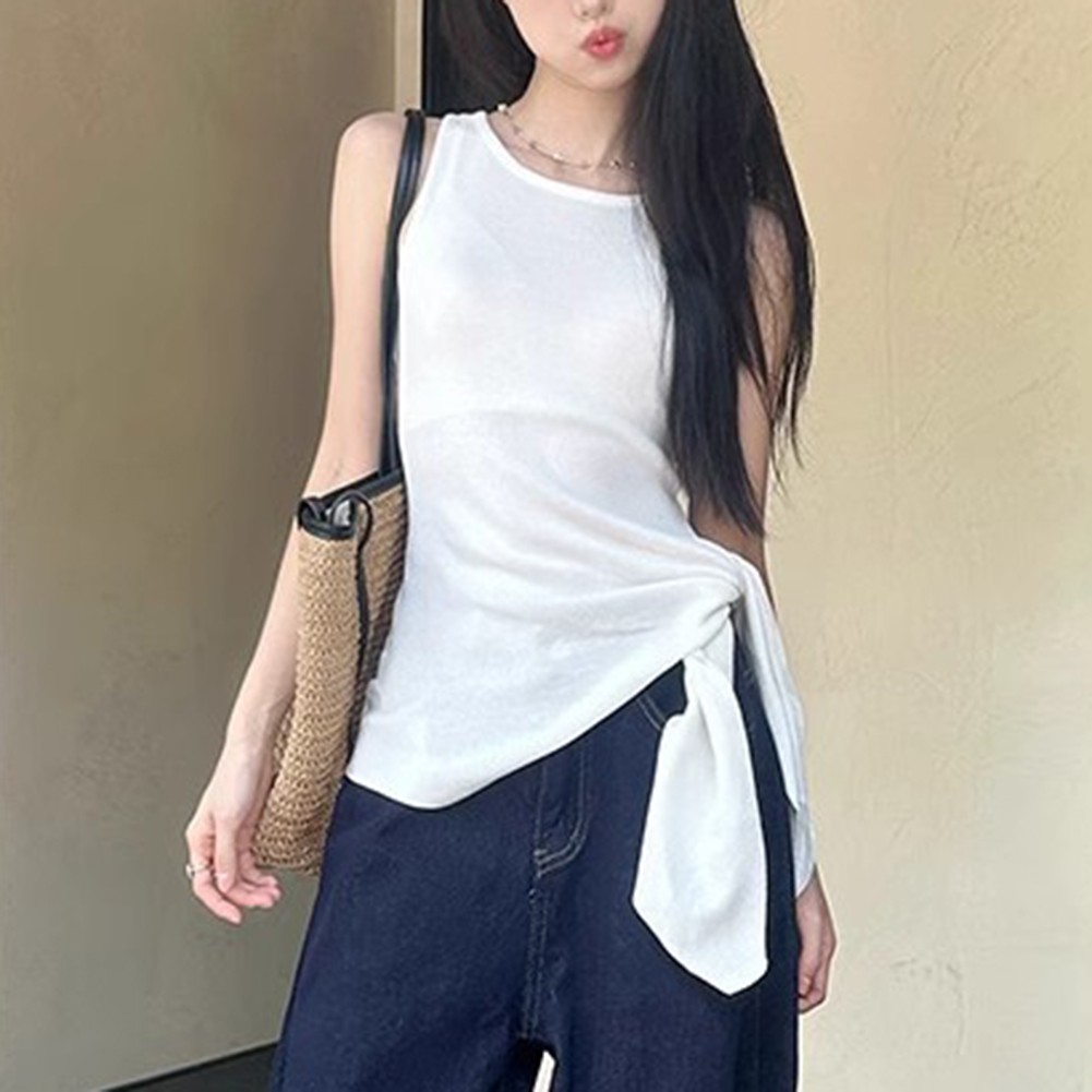 Comfortable Strappy Camisole for Women Retro Gyaru Knitted Fashion Top - Picture 15 of 26