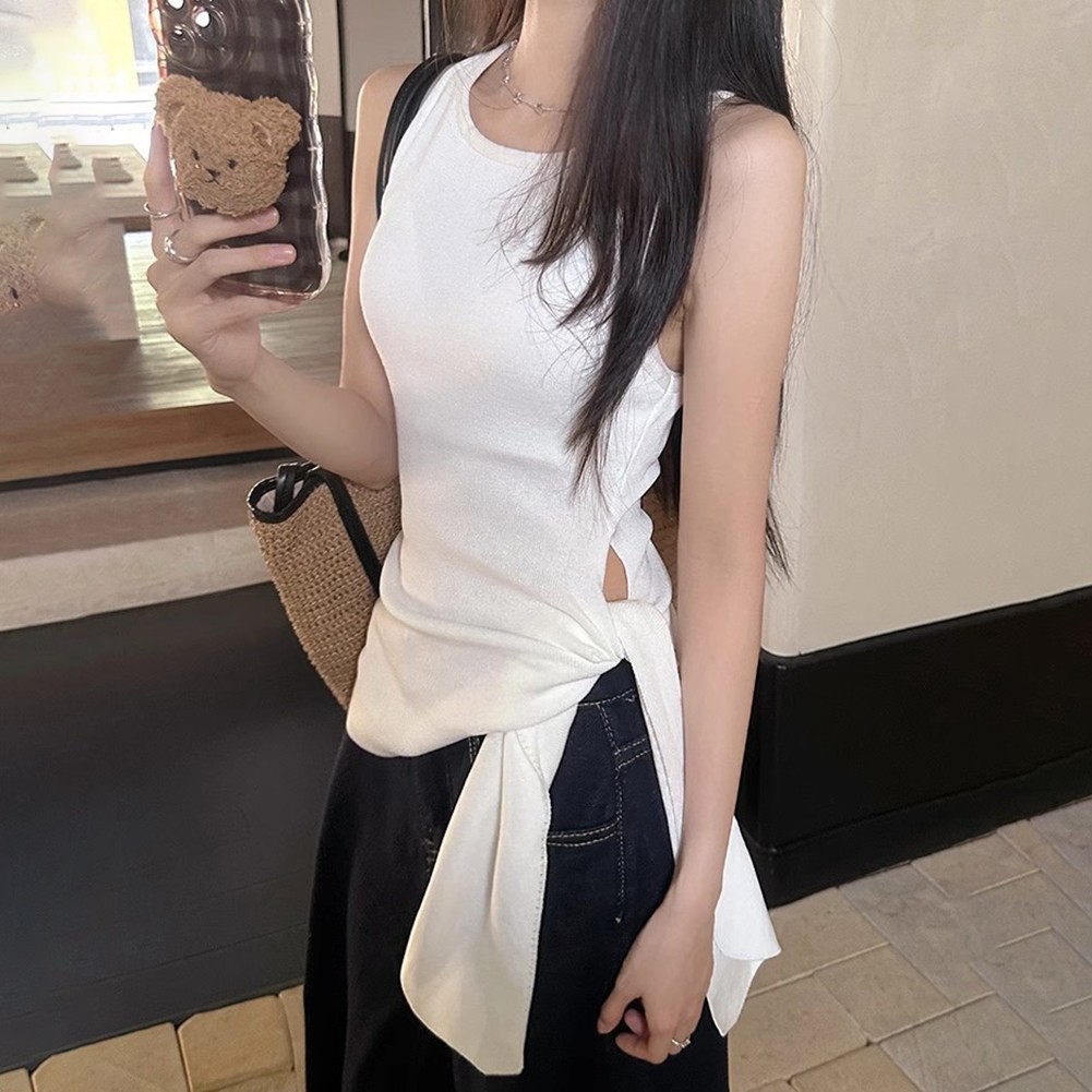 Comfortable Strappy Camisole for Women Retro Gyaru Knitted Fashion Top - Picture 20 of 26