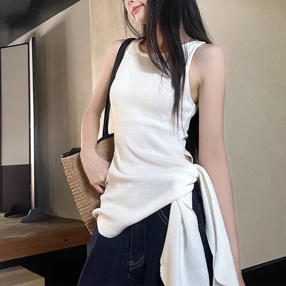 Comfortable Strappy Camisole for Women Retro Gyaru Knitted Fashion Top - Picture 18 of 26