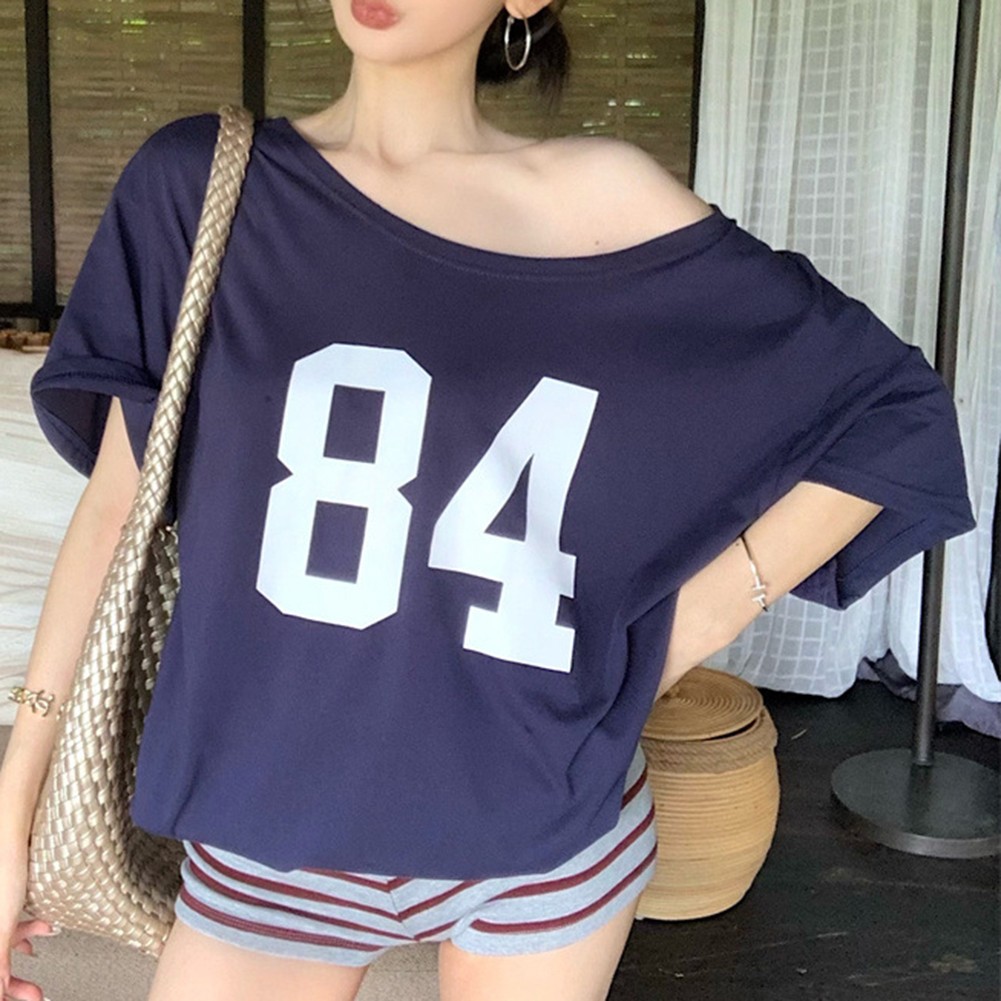 Vintage Style Women Off Shoulder T Shirt Short Sleeve for Summer Fashion - Picture 16 of 32