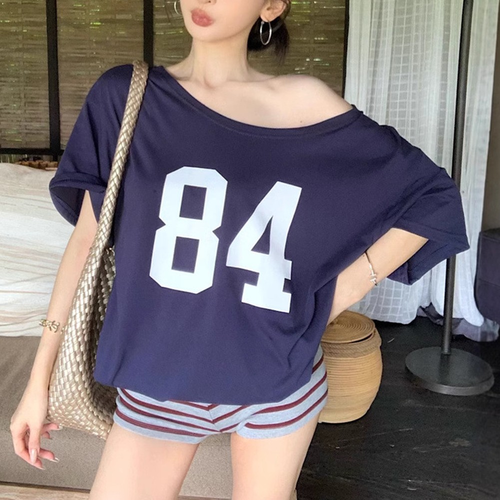 Vintage Style Women Off Shoulder T Shirt Short Sleeve for Summer Fashion - Picture 17 of 32