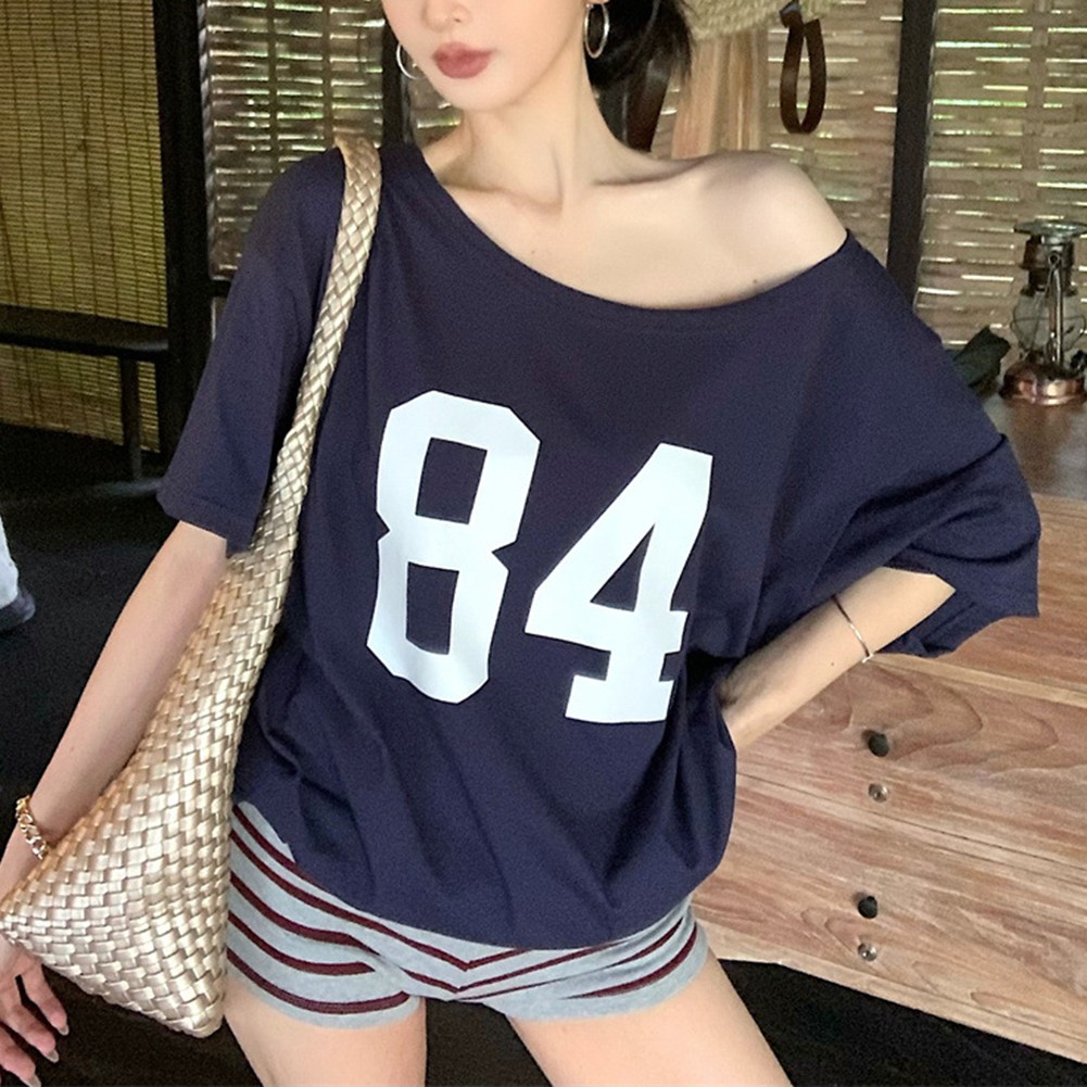 Vintage Style Women Off Shoulder T Shirt Short Sleeve for Summer Fashion - Picture 13 of 32