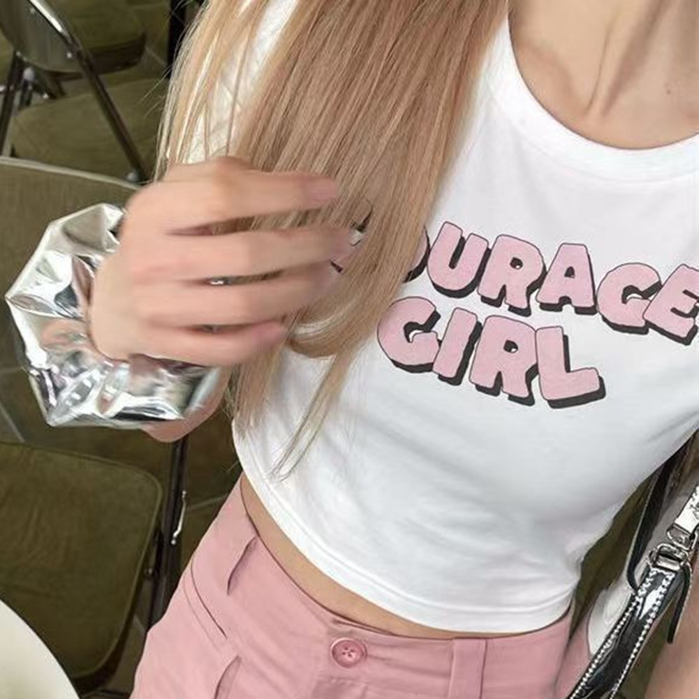 T-shirts dété frais pour femmes coupe slim avec imprimé lettre 2024 à manches co