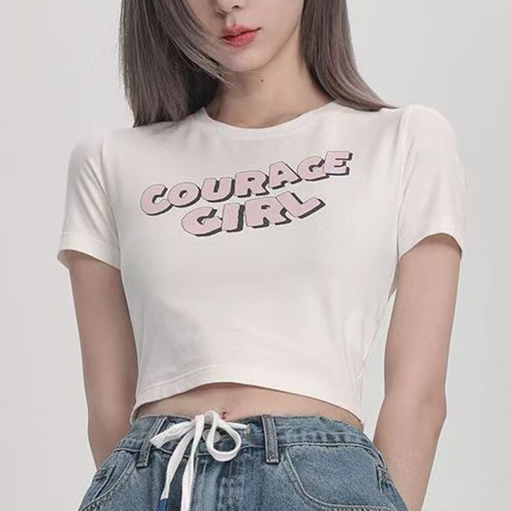 T-shirts dété frais pour femmes coupe slim avec imprimé lettre 2024 à manches co