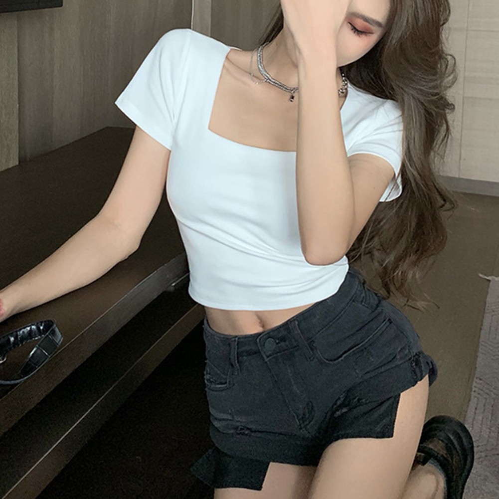 Women Summer Casual U Neck Slim Fit Short Sleeve TShirts for Daily Wear - Picture 16 of 36