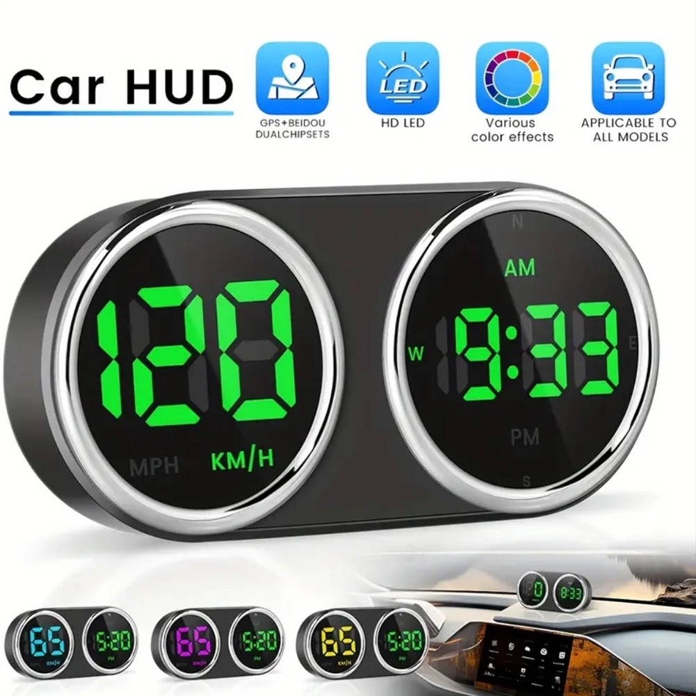 Car Speedometer Alarm Display HUD with KMH For MPH and 7 Color Options - Picture 1 of 12