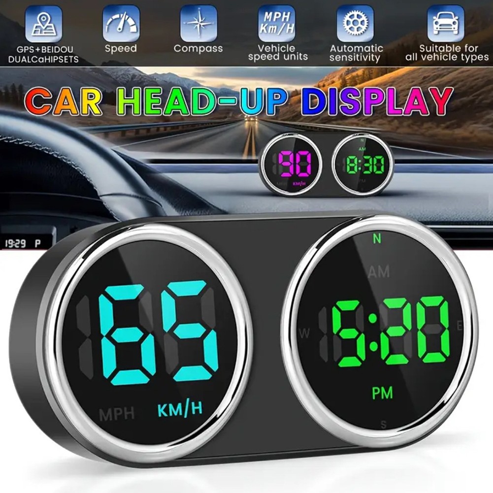 Car Speedometer Alarm Display HUD with KMH For MPH and 7 Color Options - Picture 9 of 12