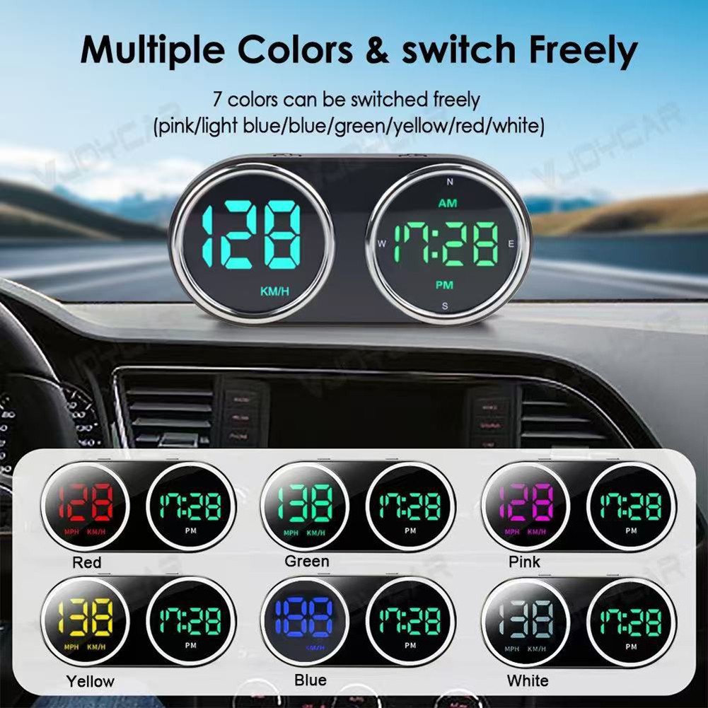 Car Speedometer Alarm Display HUD with KMH For MPH and 7 Color Options - Picture 7 of 12