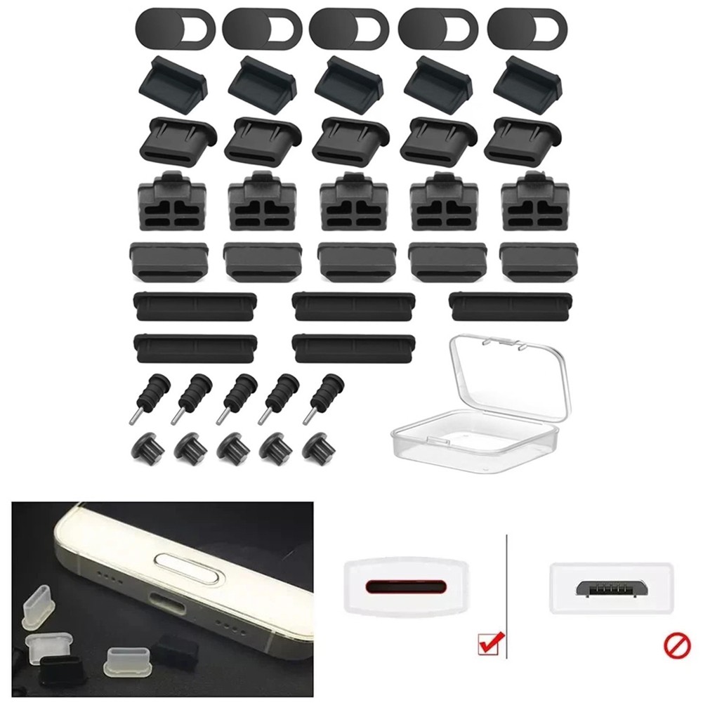 Couvercles anti-poussière en silicone pour ports USB pour ordinateur portable et appareils mobiles - Photo 20/22