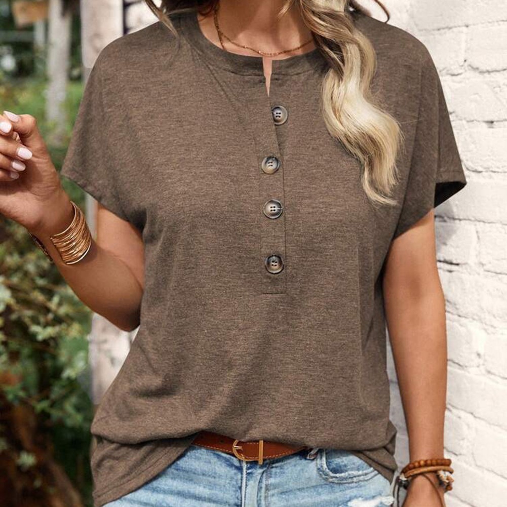 Solid Color Polyester T Shirt for Women Casual Style for Shopping and Parties - Picture 33 of 51