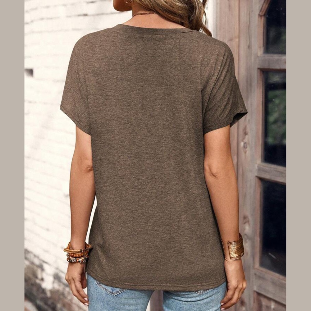 Solid Color Polyester T Shirt for Women Casual Style for Shopping and Parties - Picture 34 of 51