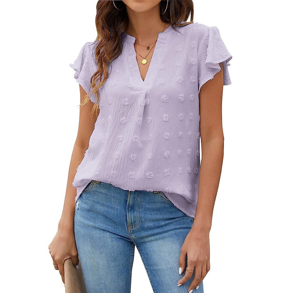 Casual Pleated Chiffon Shirt with Ruffled Sleeves for Women Fashion Wear - Picture 79 of 91