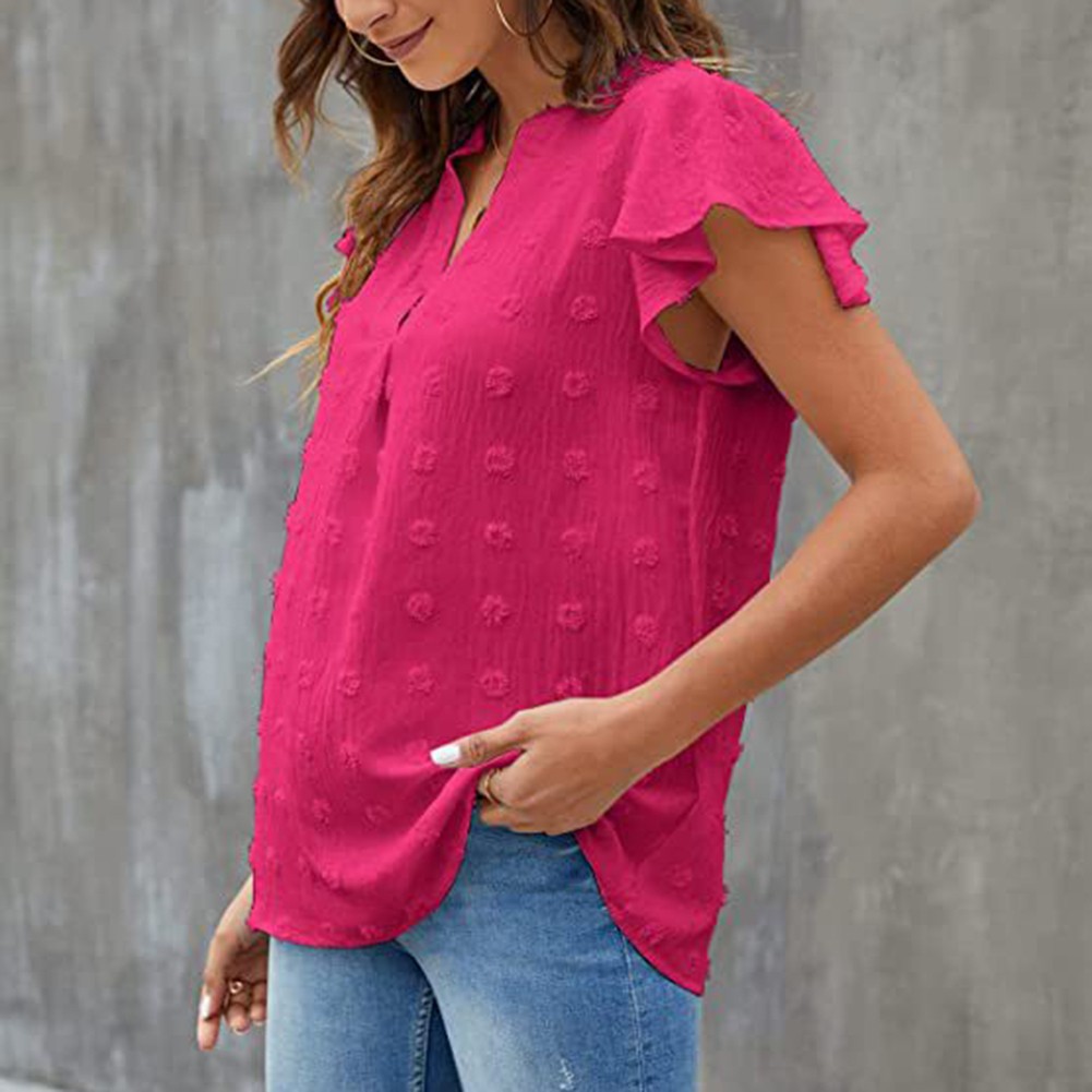 Casual Pleated Chiffon Shirt with Ruffled Sleeves for Women Fashion Wear - Picture 58 of 91