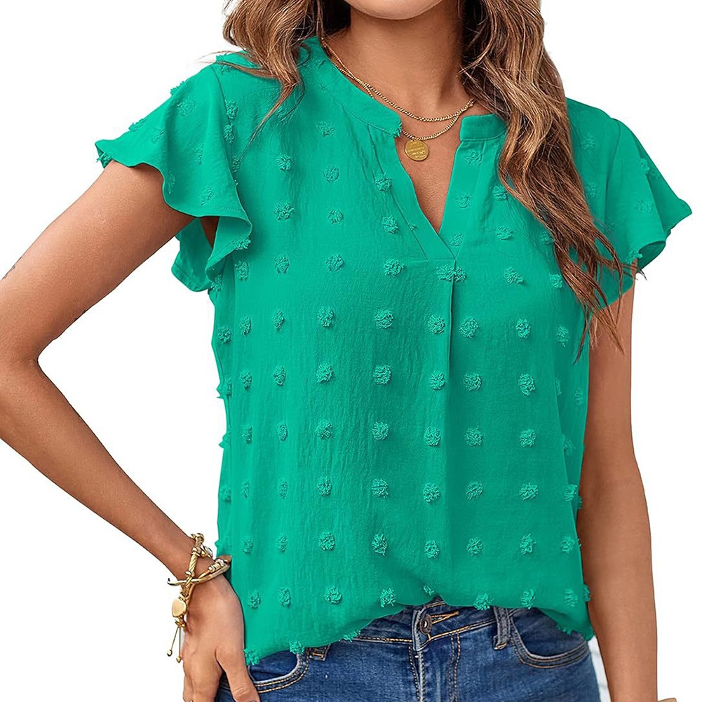 Casual Pleated Chiffon Shirt with Ruffled Sleeves for Women Fashion Wear - Picture 89 of 91