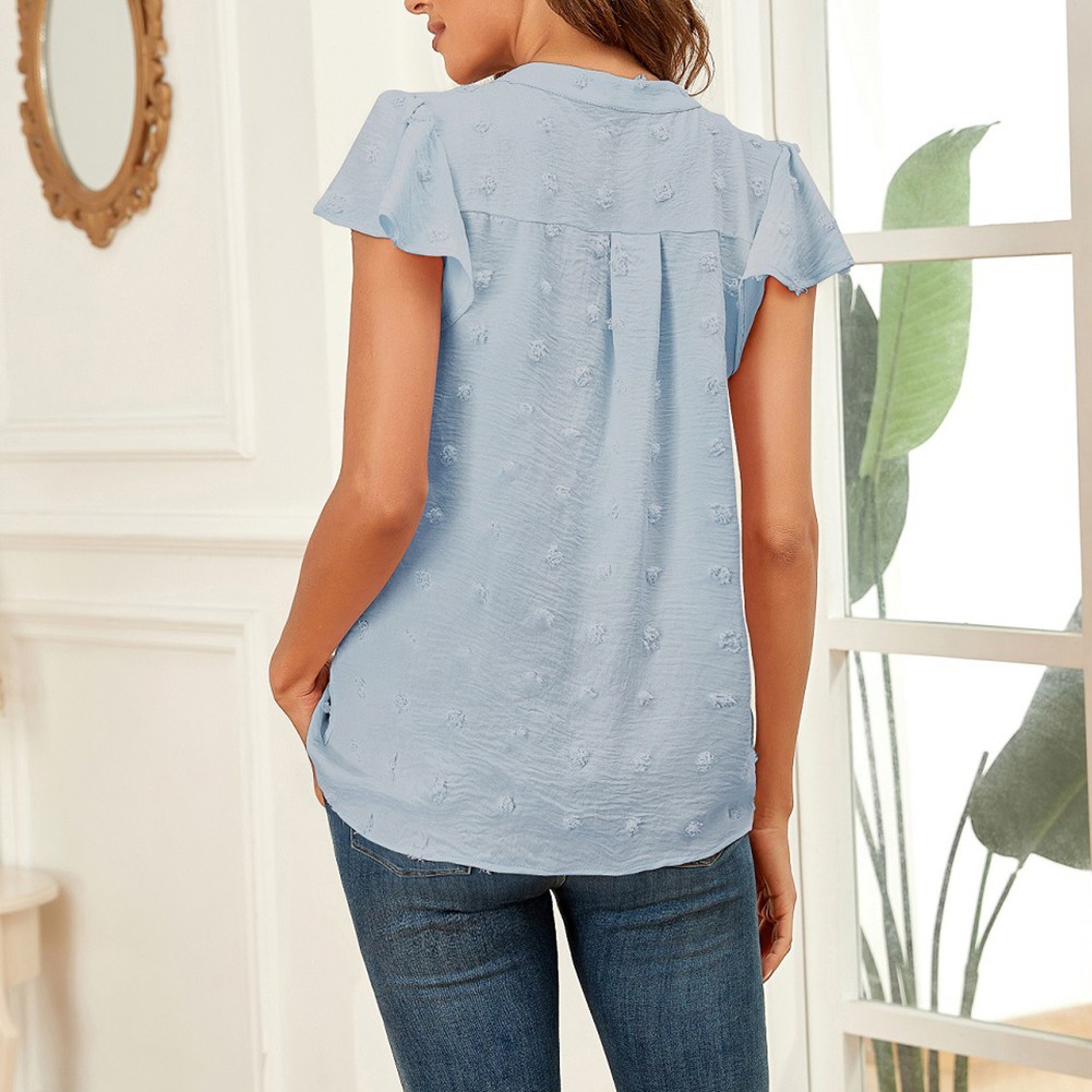 Casual Pleated Chiffon Shirt with Ruffled Sleeves for Women Fashion Wear - Picture 8 of 91