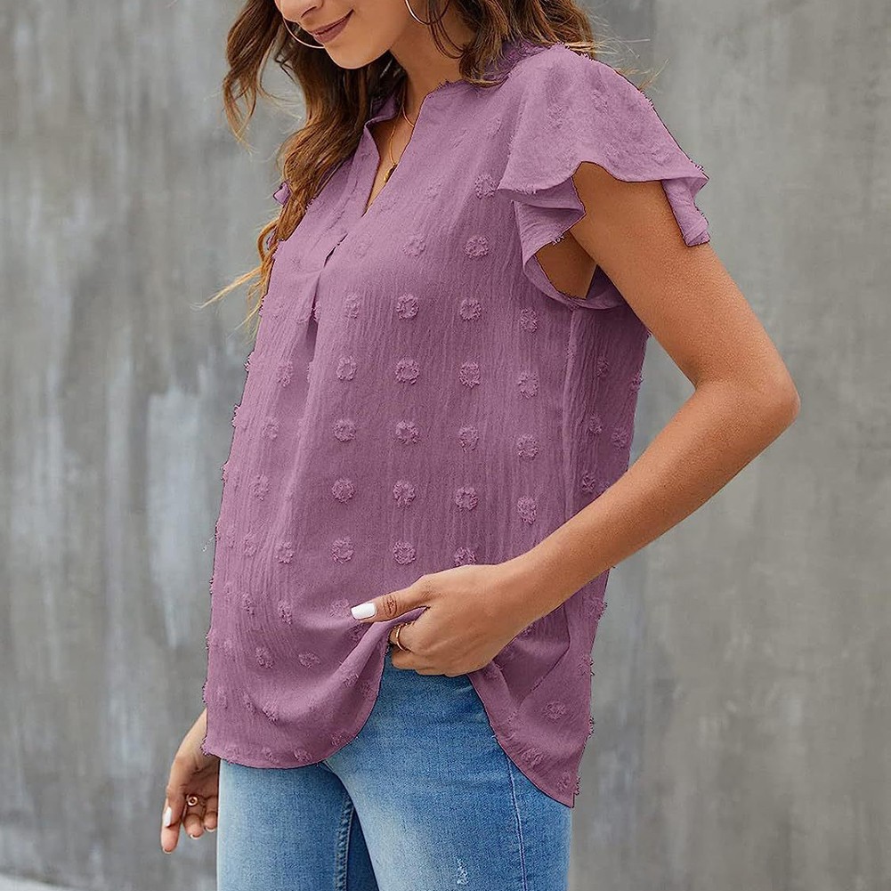 Casual Pleated Chiffon Shirt with Ruffled Sleeves for Women Fashion Wear - Picture 74 of 91