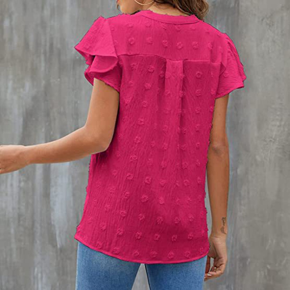 Casual Pleated Chiffon Shirt with Ruffled Sleeves for Women Fashion Wear - Picture 57 of 91