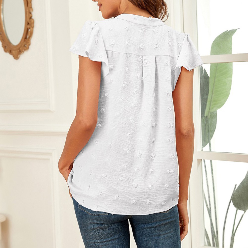 Casual Pleated Chiffon Shirt with Ruffled Sleeves for Women Fashion Wear - Picture 29 of 91