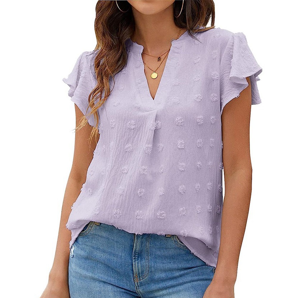 Casual Pleated Chiffon Shirt with Ruffled Sleeves for Women Fashion Wear - Picture 83 of 91