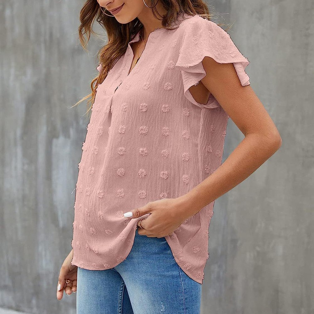 Casual Pleated Chiffon Shirt with Ruffled Sleeves for Women Fashion Wear - Picture 47 of 91