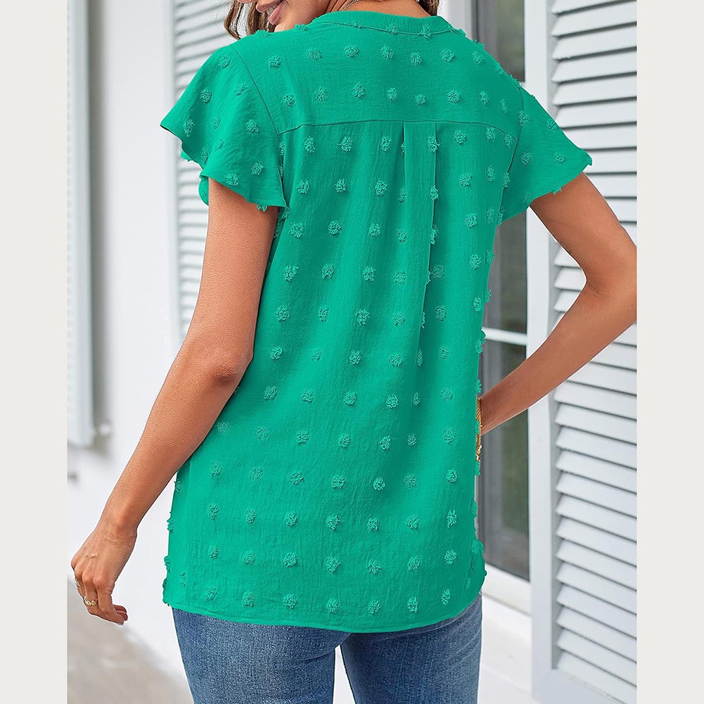 Casual Pleated Chiffon Shirt with Ruffled Sleeves for Women Fashion Wear - Picture 91 of 91