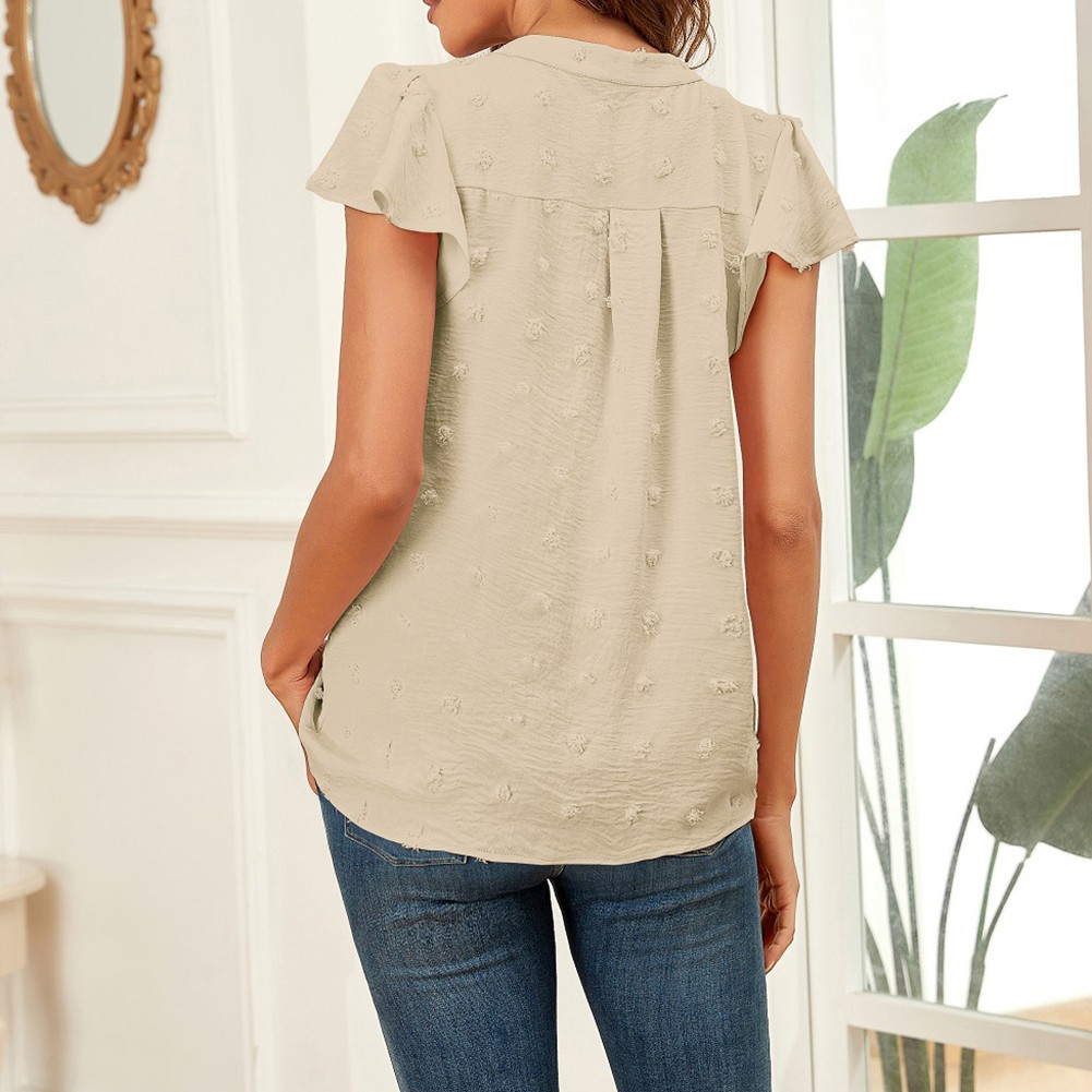 Casual Pleated Chiffon Shirt with Ruffled Sleeves for Women Fashion Wear - Picture 19 of 91