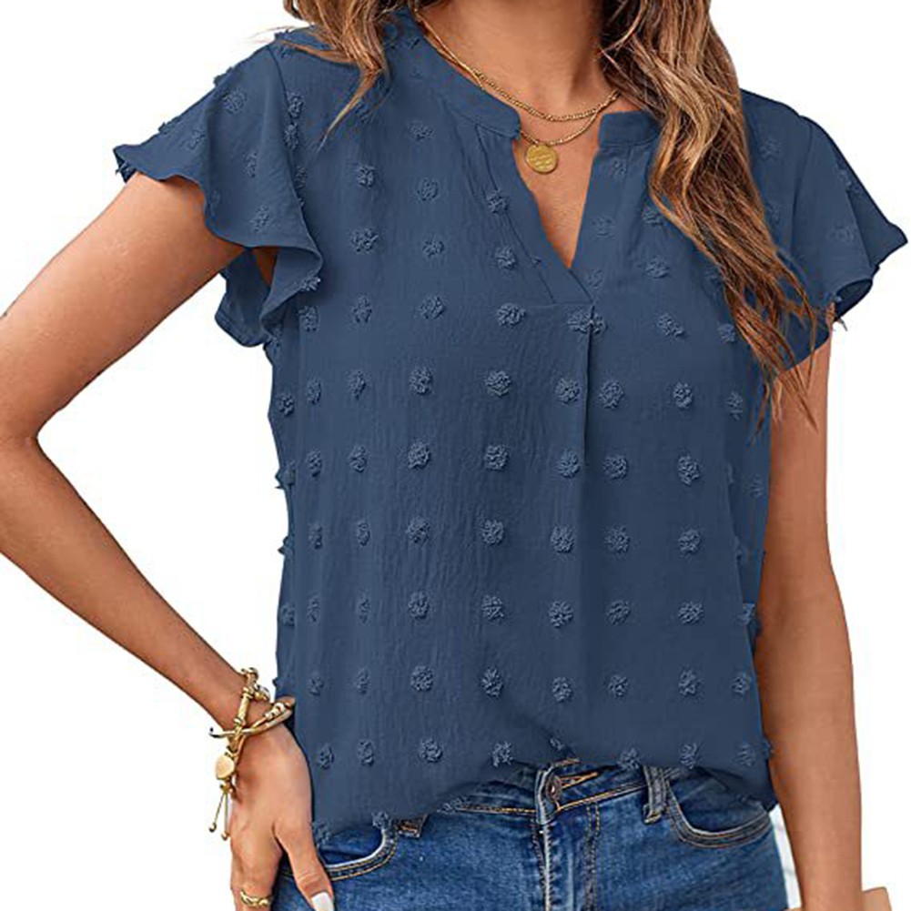 Casual Pleated Chiffon Shirt with Ruffled Sleeves for Women Fashion Wear - Picture 63 of 91