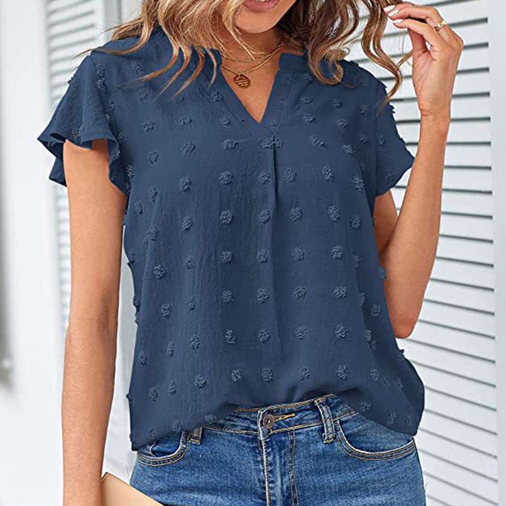 Casual Pleated Chiffon Shirt with Ruffled Sleeves for Women Fashion Wear - Picture 65 of 91