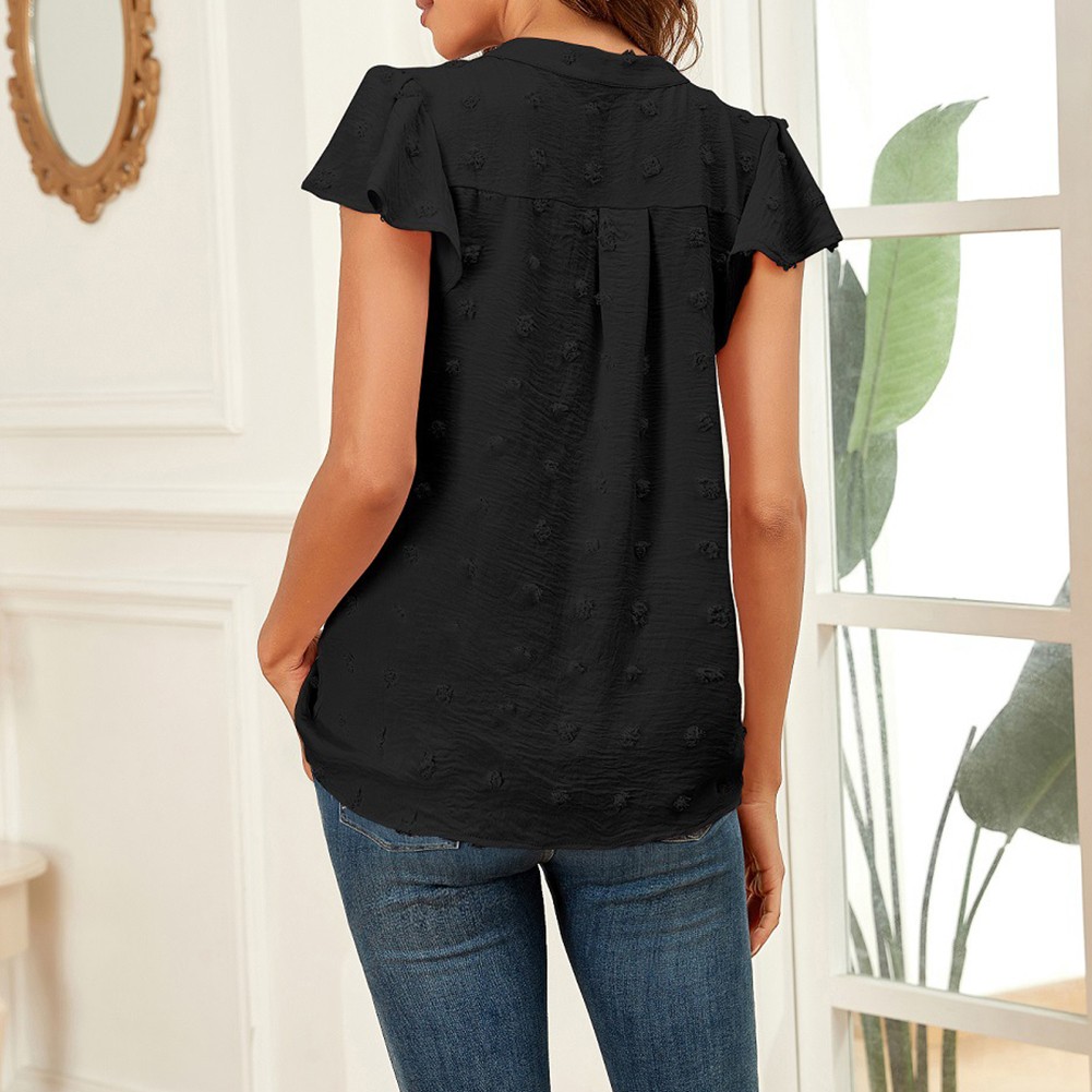 Casual Pleated Chiffon Shirt with Ruffled Sleeves for Women Fashion Wear - Picture 34 of 91