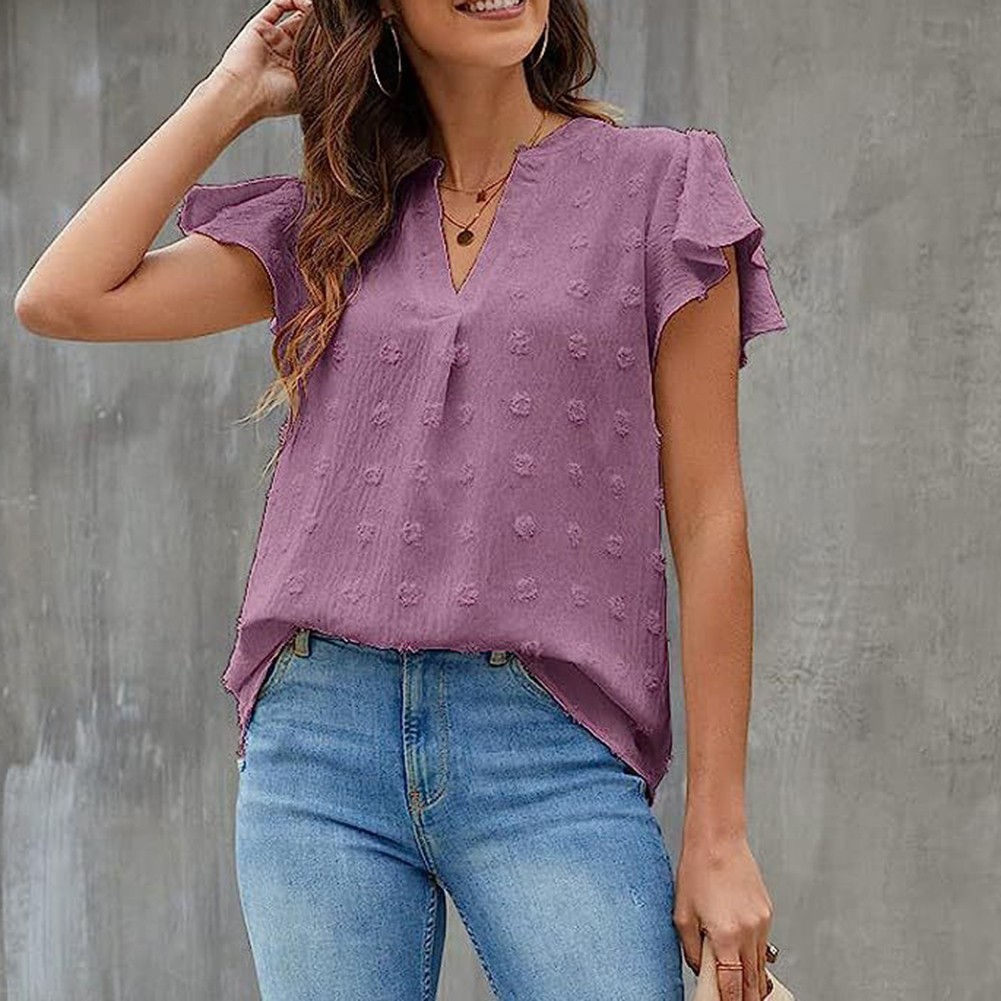 Casual Pleated Chiffon Shirt with Ruffled Sleeves for Women Fashion Wear - Picture 78 of 91