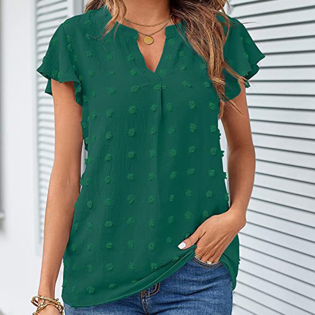 Casual Pleated Chiffon Shirt with Ruffled Sleeves for Women Fashion Wear - Picture 61 of 91