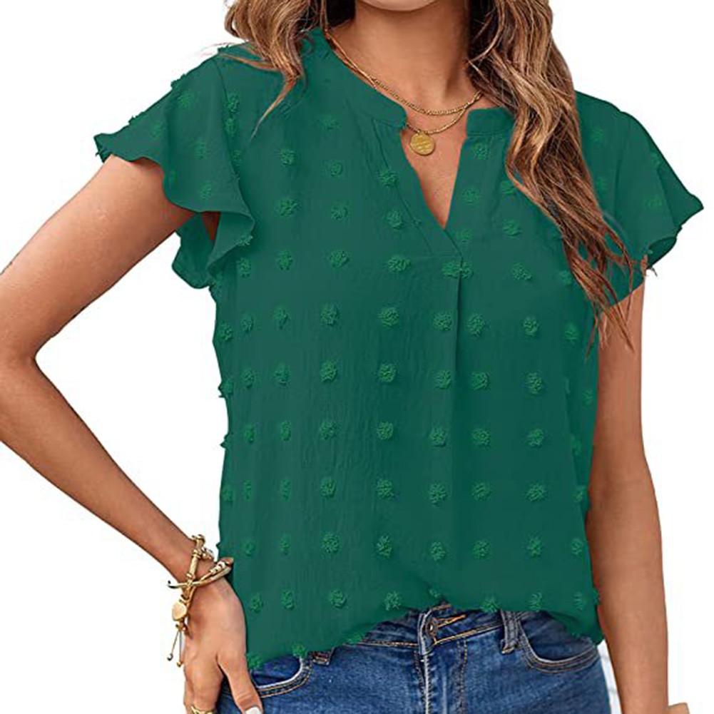 Casual Pleated Chiffon Shirt with Ruffled Sleeves for Women Fashion Wear - Picture 60 of 91