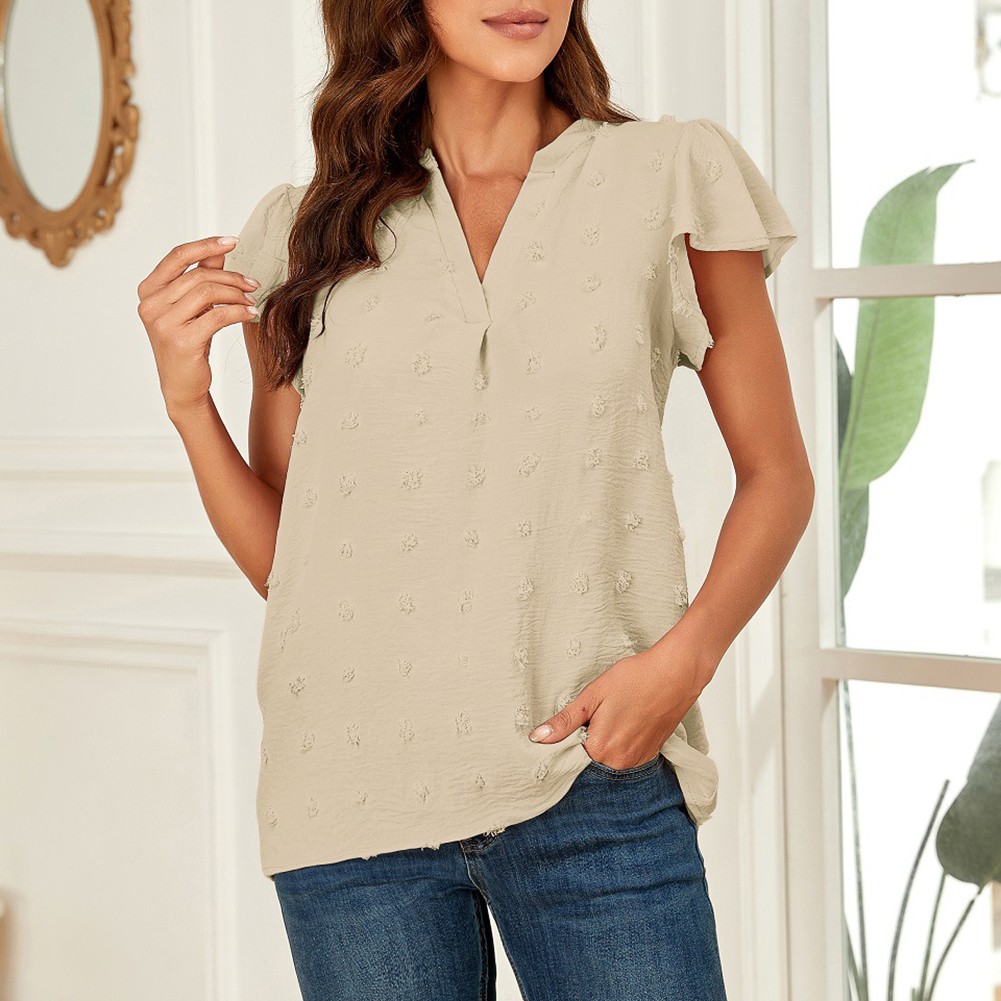 Casual Pleated Chiffon Shirt with Ruffled Sleeves for Women Fashion Wear - Picture 17 of 91