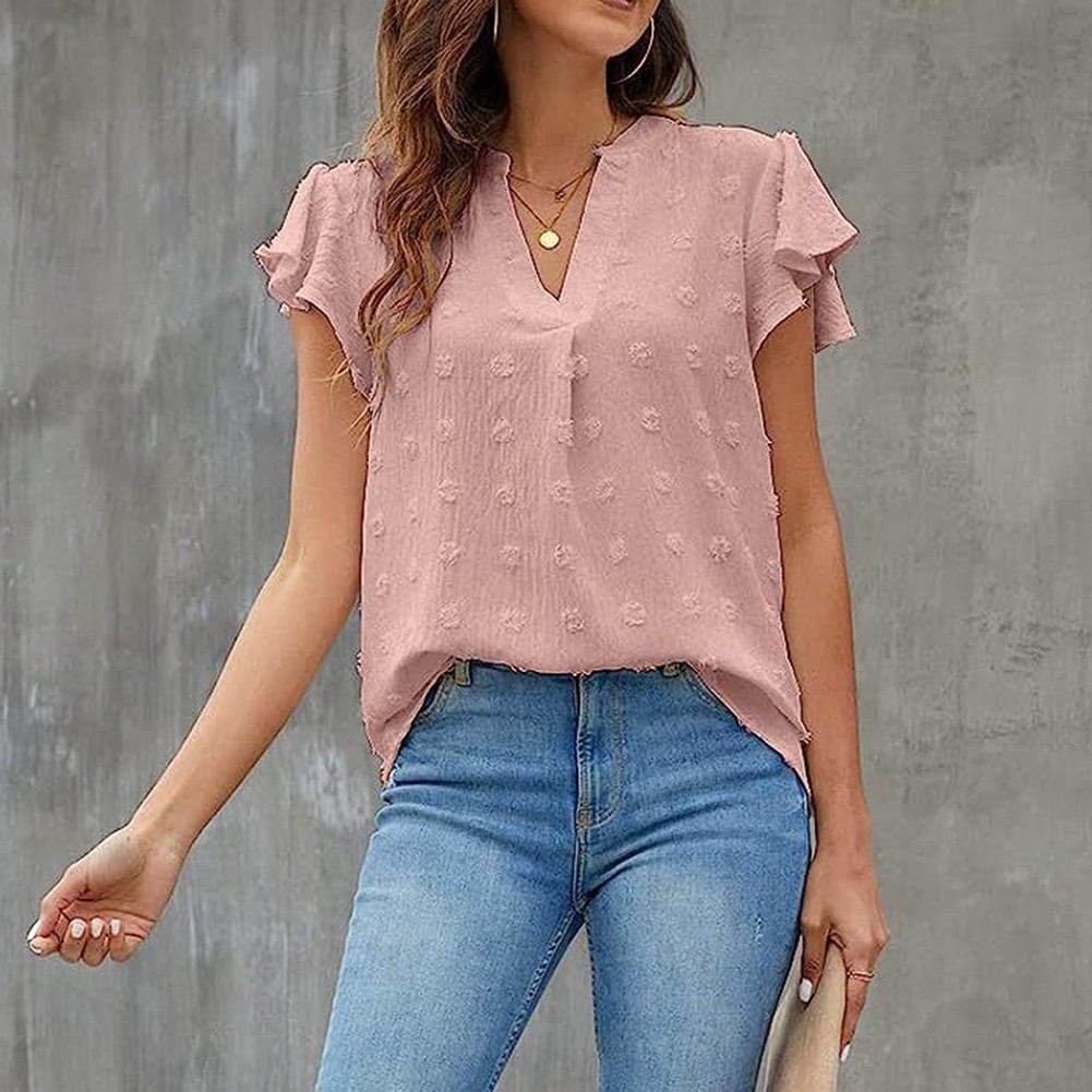 Casual Pleated Chiffon Shirt with Ruffled Sleeves for Women Fashion Wear - Picture 46 of 91