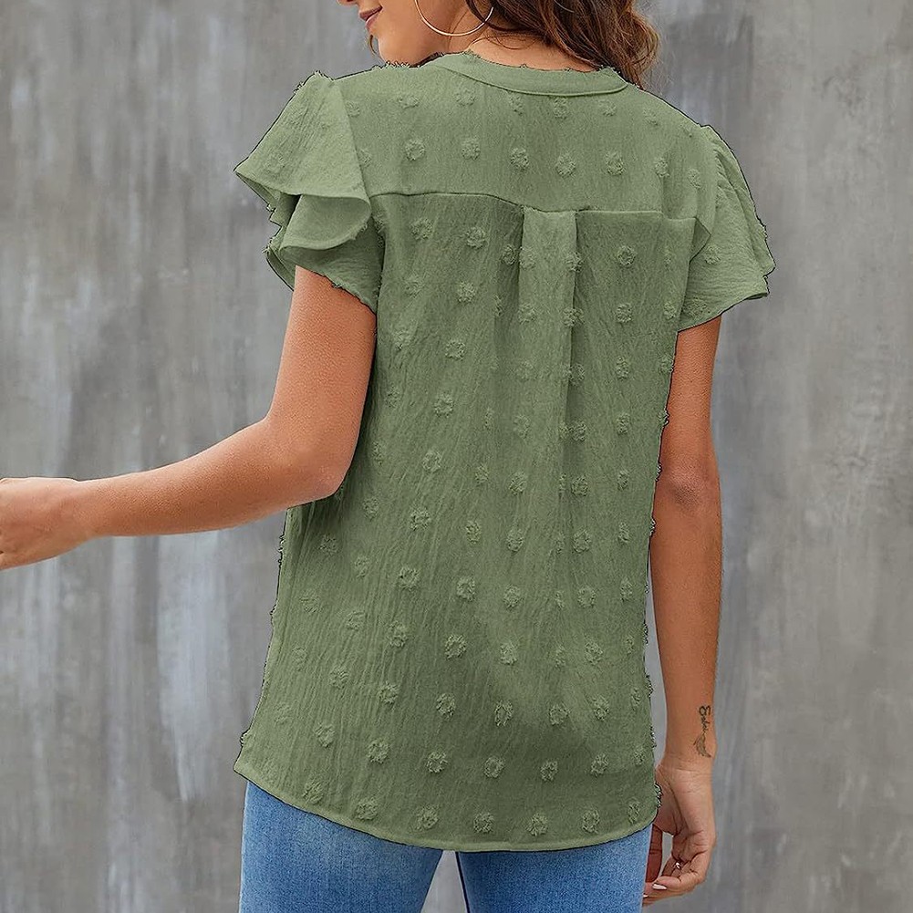 Casual Pleated Chiffon Shirt with Ruffled Sleeves for Women Fashion Wear - Picture 72 of 91