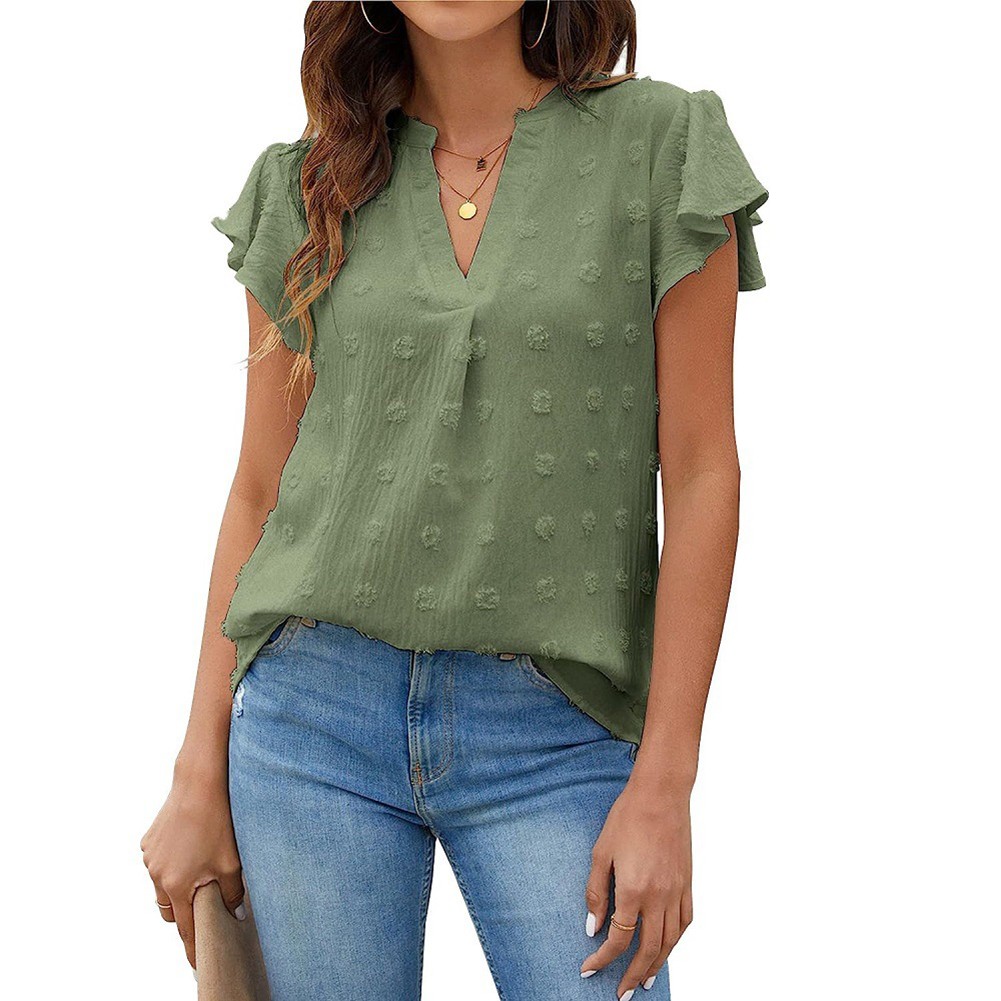 Casual Pleated Chiffon Shirt with Ruffled Sleeves for Women Fashion Wear - Picture 68 of 91