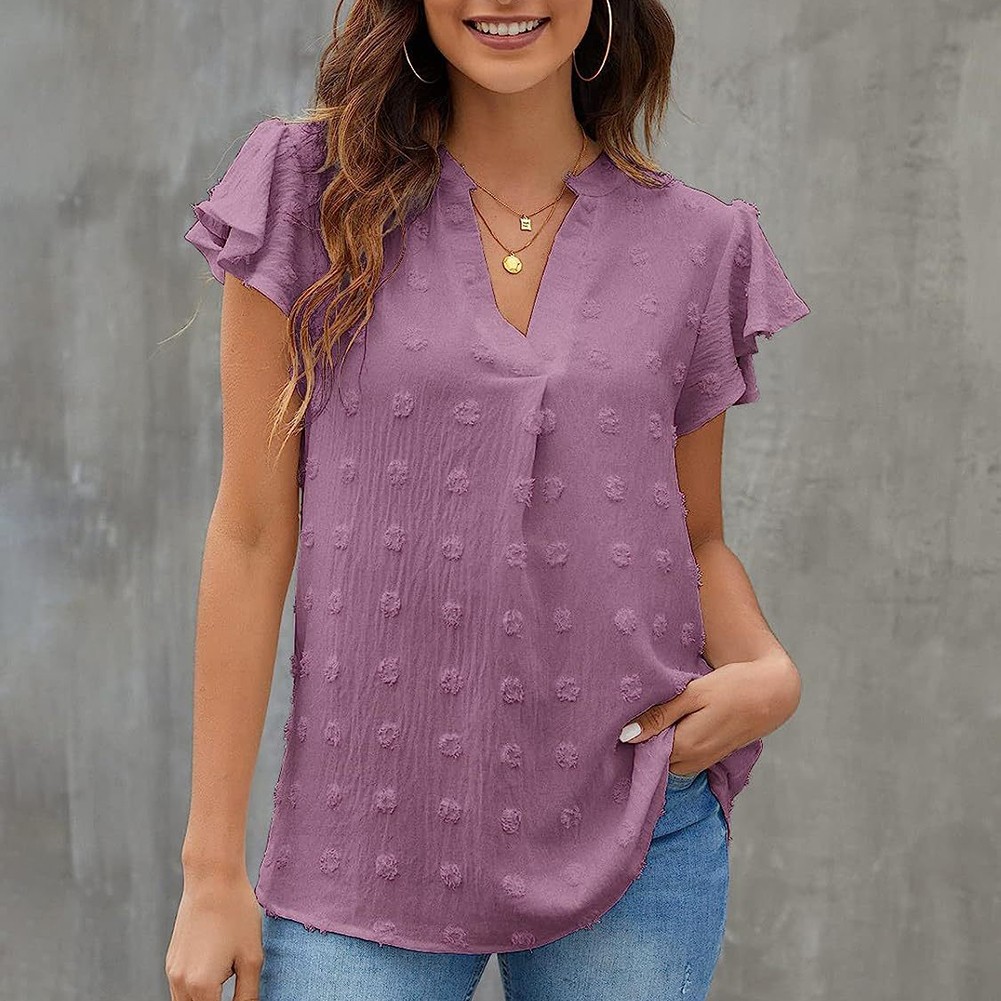 Casual Pleated Chiffon Shirt with Ruffled Sleeves for Women Fashion Wear - Picture 77 of 91